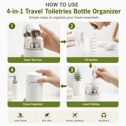 4 in 1 Travel Dispenser Bottle Set Refillable