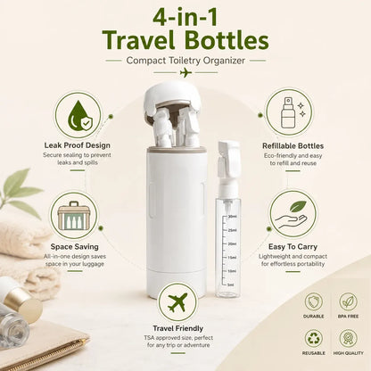 4 in 1 Travel Dispenser Bottle Set Refillable